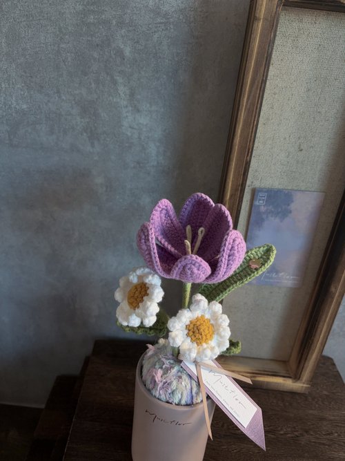 チューリップとデイジーのブーケ⃘ チューリップとデイジーの鉢花 - パープル - ショップ Must Flor 陌花
