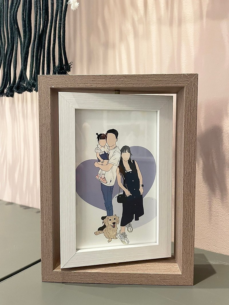 [Customization with pictures] Customized gifts like Yanyan painted Nordic wooden rotating photo frame - Picture Frames - Wood Brown