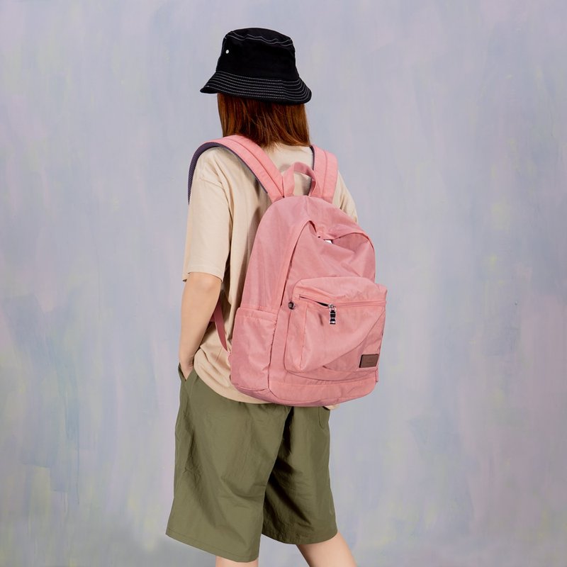 Backpack-Wrinkled travel waterproof backpack-6001-27-multicolor optional - Backpacks - Nylon Pink