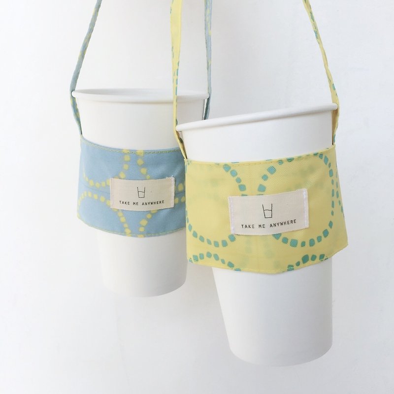 Combination A | Small Circle: Light Yellow + Pink Blue | Japan Limited Flower Take Me Anywhere Drink Bag - Beverage Holders & Bags - Cotton & Hemp Multicolor