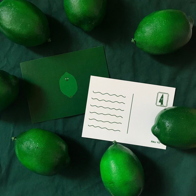 Grim-faced green lemon postcard - Cards & Postcards - Paper Green