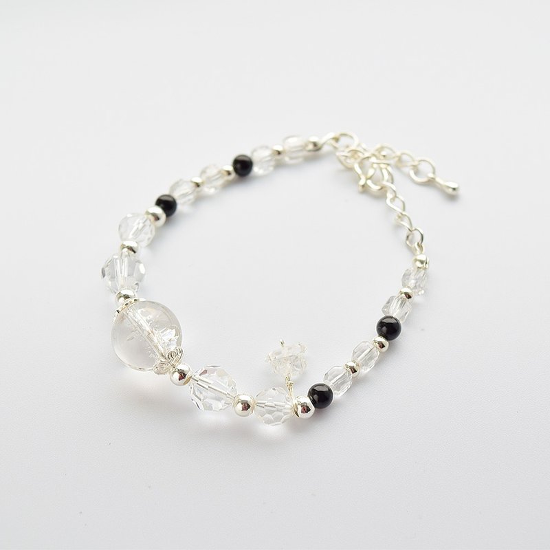 詩とピアノ│スクエアクリスタルブラックトルマリンハーキモンクリスタルブレスレット - ブレスレット - 半貴石 ブラック