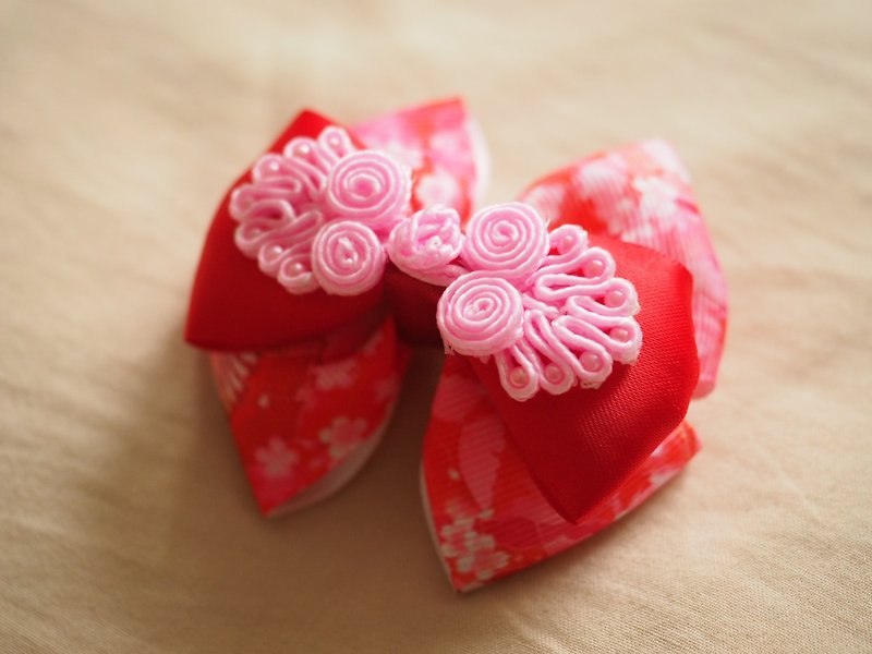 Chinese New Year Hair Accessory Hair Clip Band - Baby Accessories - Cotton & Hemp Red