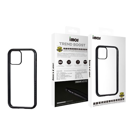 imos 美國康寧玻璃保護貼 imos iPhone13 Pro Max 6.7吋 m系列 美國軍規雙料防震保護殼-黑