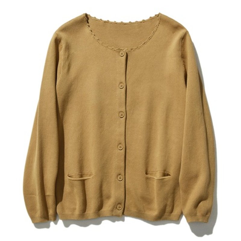Texture neck selection 100% pure cotton hand woven bud lace open collar pure cotton skin transparent soft gray-toned yellow-brown 231008-6 - Women's Sweaters - Cotton & Hemp 