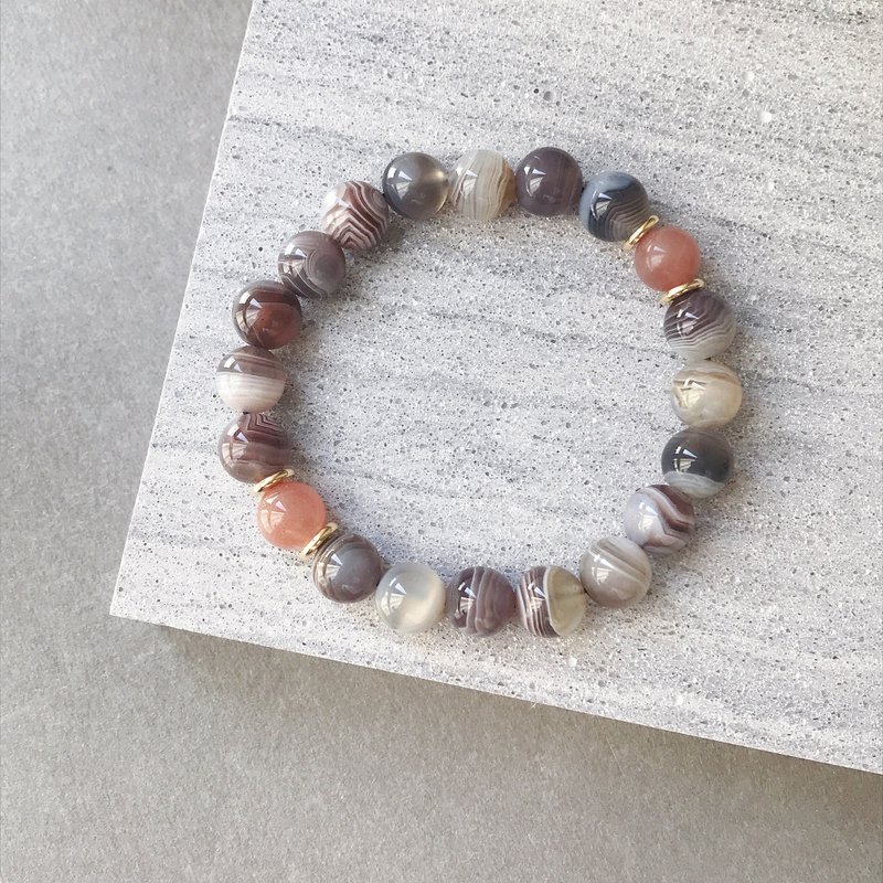 Persian Gulf agate sun Stone crystal natural stone elastic bracelet birthday gift - สร้อยข้อมือ - เครื่องประดับพลอย สีนำ้ตาล