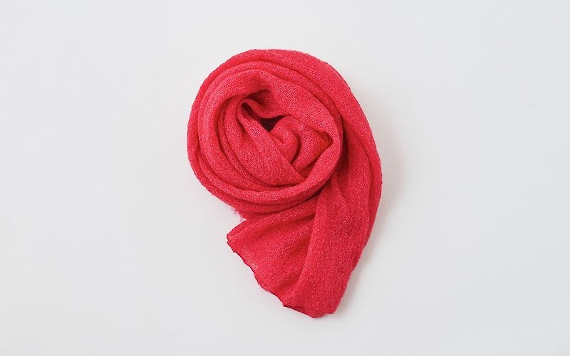 Mohair Linen Knit Stole Coral Pink - Scarves - Cotton & Hemp Pink