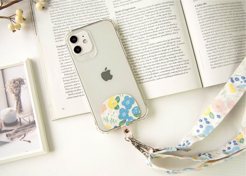 [Walking in the garden-Flower mobile phone strap] Adjustable length / neck hanging and cross-body dual-use - Phone Accessories - Polyester Multicolor