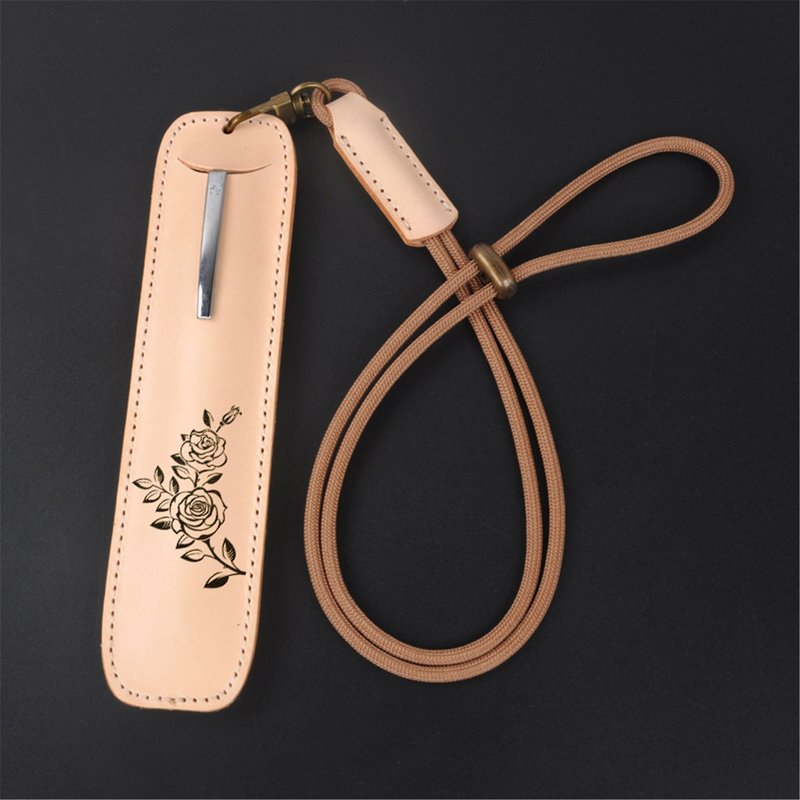 Handmade hanging neck cowhide pen case signature pen pencil case Graduation Ceremony Free Customization - Pencil Cases - Genuine Leather 