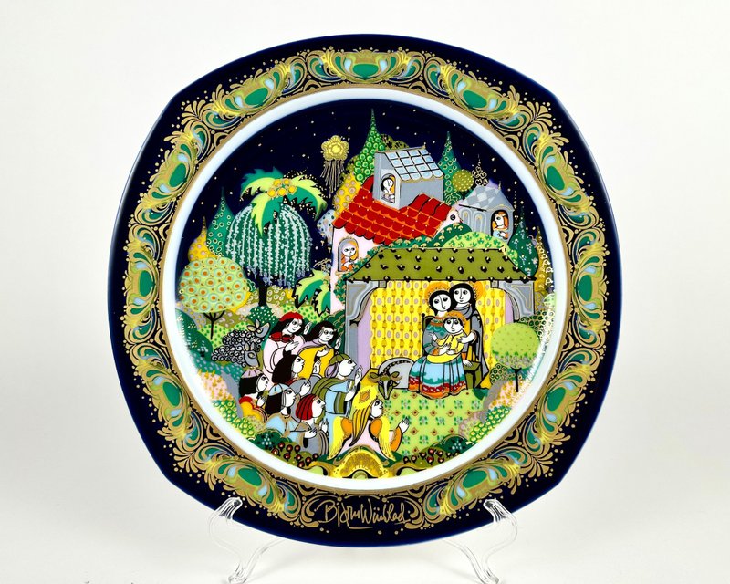 瓷器上的複古盤聖誕頌歌平安夜聖夜羅森塔爾 - 壁貼/牆壁裝飾 - 瓷 多色