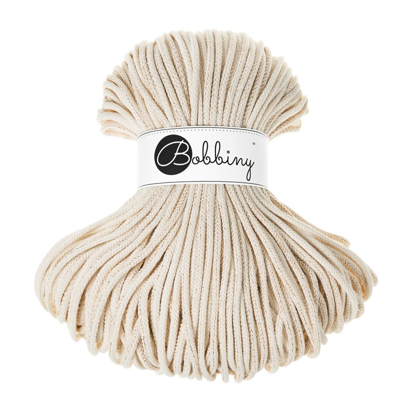 BOBBINY Golden Natural Braided Cord 5mm - เย็บปัก/ถักทอ/ใยขนแกะ - ผ้าฝ้าย/ผ้าลินิน ขาว