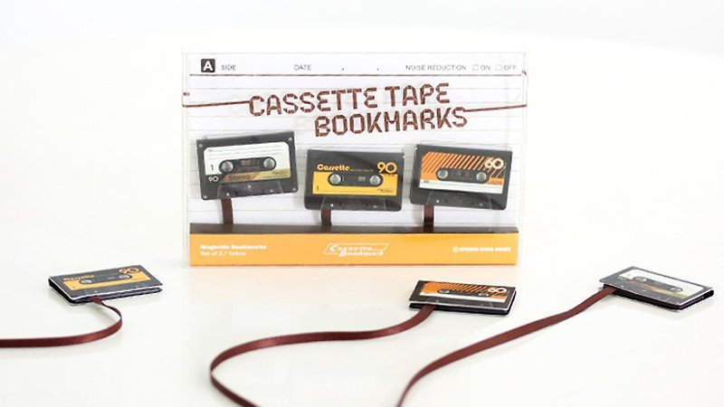 Nostalgic retro tape magnetic bookmark / warm yellow (three in one set) - Bookmarks - Other Materials 
