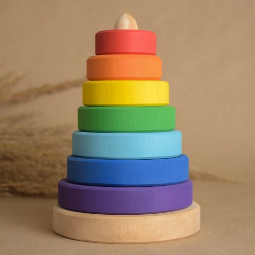 Wooden Educational Toy Rainbow Wooden Ring Stacker Toy Customized Personalized Unique Baby Gifts
