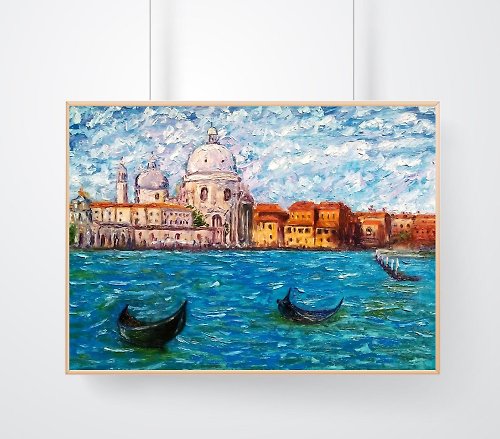 SanArtStudio 海景油畫 意大利風景藝術 威尼斯原畫 意大利藝術
