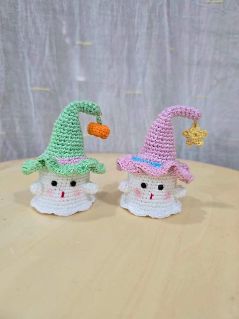 【萬聖節】毛線小幽靈 萬聖節手作療癒小物 - 鑰匙圈/鑰匙包 - 棉．麻 