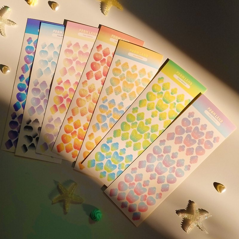 line glitter gradation korea stickers pack - 貼紙 - 其他材質 多色