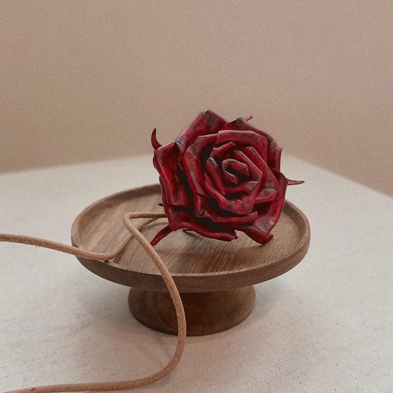 Handmade Leather Rose Charm Gift Valentine's Day - Charms - Genuine Leather 