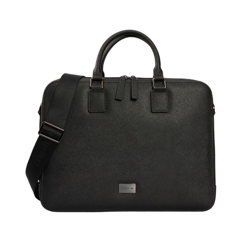 CERRUTI 1881 限量2折 義大利頂級小牛皮公事包 全新專櫃展示品 - 公事包 - 真皮 黑色