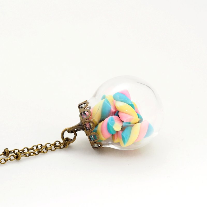 「愛家作-OMYWAY」手工制作甜品棉花糖玻璃球頸鏈 - 頸圈項鍊 - 玻璃 銀色