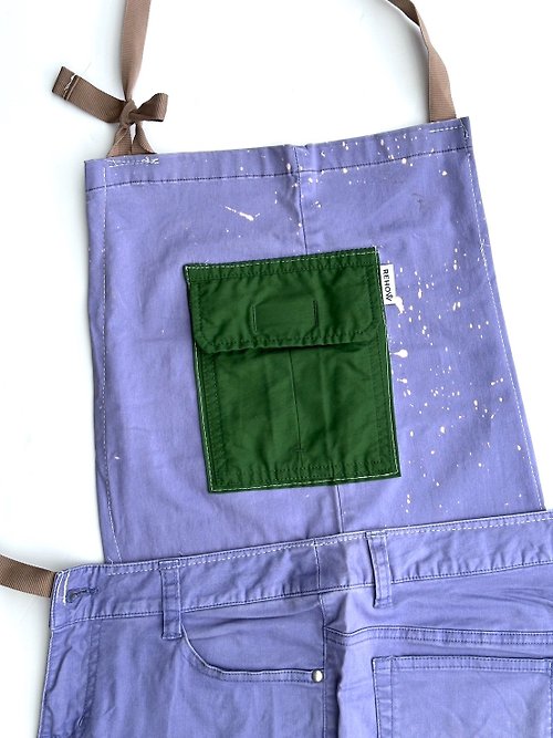 REHOW 【永續改造】REHOW設計師工作服/圍裙_REMAKE限量商品(紫+綠口袋)