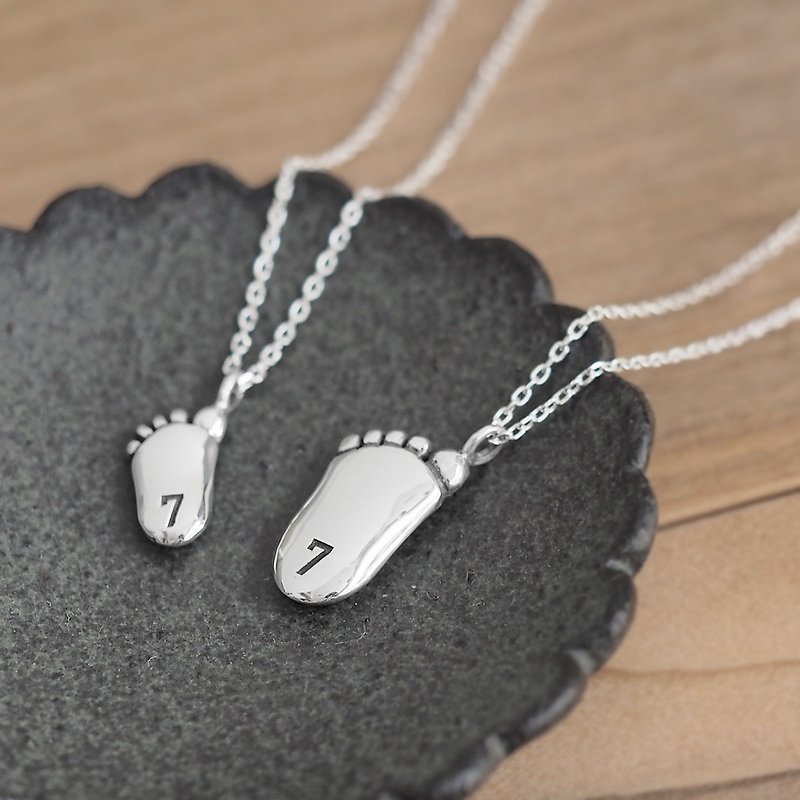 2 pieces set selectable foot pair necklace Silver 925 - สร้อยคอ - โลหะ สีเงิน