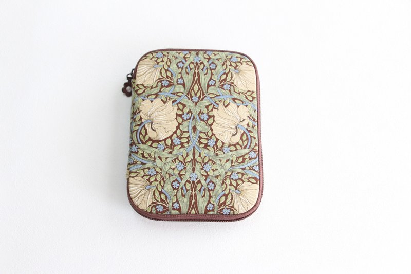 William Morris crystal rattan flower handmade sesame seed bag/passport bag/document storage bag - กระเป๋าคลัทช์ - ผ้าฝ้าย/ผ้าลินิน สึชมพู