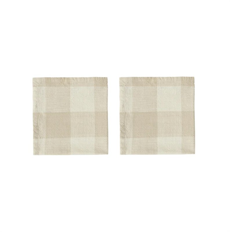 OYOY organic cotton plaid napkins 2 set/ Earl Gray milk tea - Place Mats & Dining Décor - Cotton & Hemp 