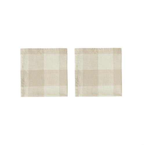 OYOY 丹麥質感家居 OYOY 有機棉格紋餐巾 2 入組 / 伯爵奶茶