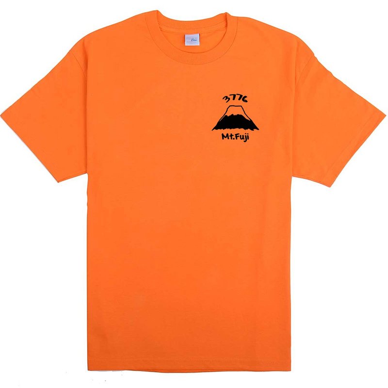 Pocket Mt Fuji 3776 orange t shirt - เสื้อยืดผู้ชาย - ผ้าฝ้าย/ผ้าลินิน สีส้ม