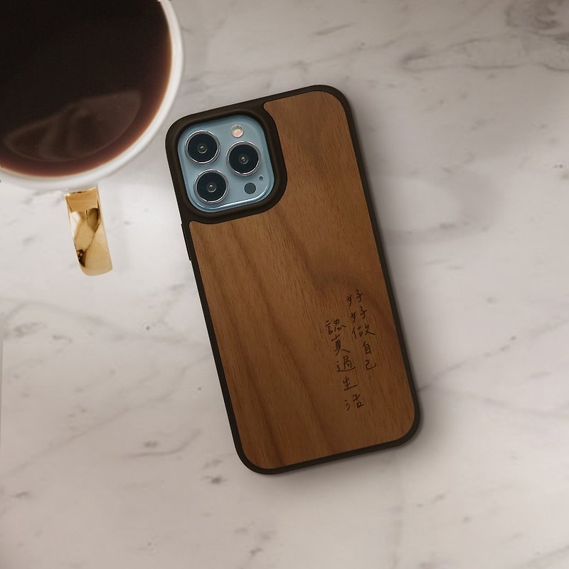 Personalized Text Custom Laser Engraved iPhone Case For  13 ,12,11 case - Phone Cases - Wood Brown