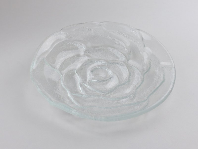 Kew Rose Glass Plate Round 20cm-95013 - จานเล็ก - แก้ว 