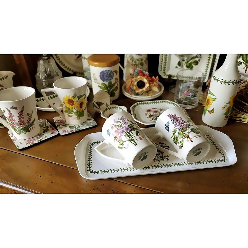 Gift tray British classic botanical garden series-280ml mug two into the group - แก้วมัค/แก้วกาแฟ - เครื่องลายคราม ขาว