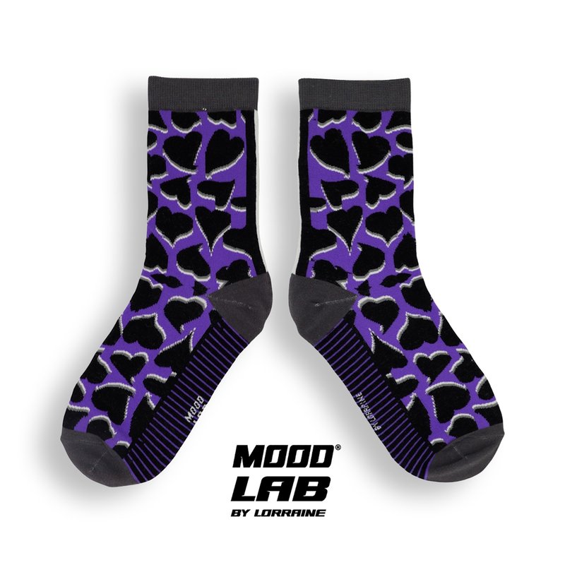 MOODLABBYLORRAINE | GLITCH LOVE Socks - ถุงเท้า - ผ้าฝ้าย/ผ้าลินิน สีม่วง