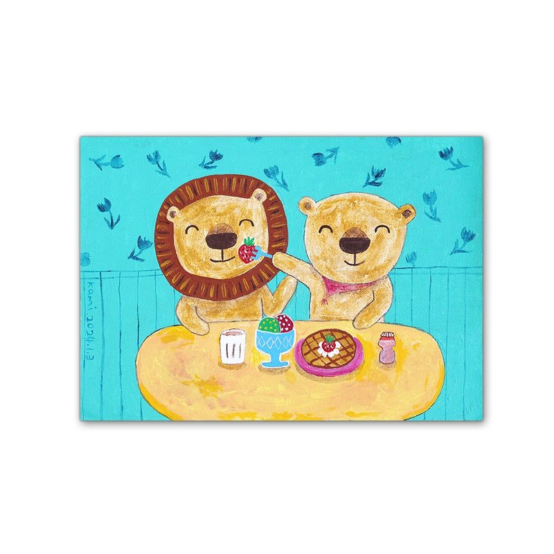 Original painting∣ The Lion’s Little Date - Picture Frames - Other Materials Multicolor