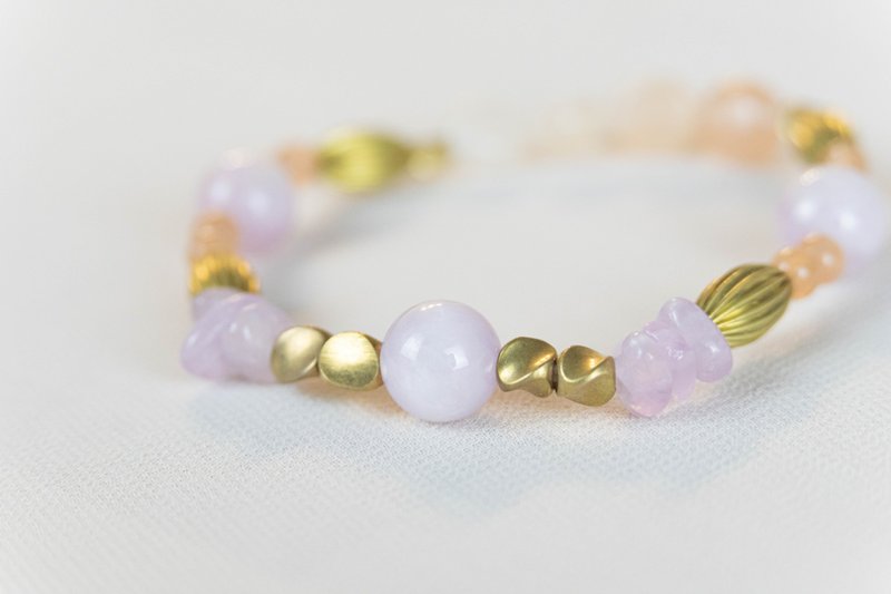 Gentle harmony / natural stone bracelet / purple lithium gray orange moonlight - Bracelets - Gemstone Purple