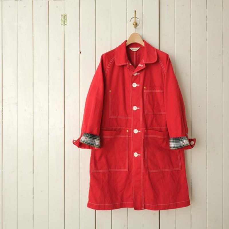 [Immediate delivery♪] Red work coat, size M - เสื้อแจ็คเก็ต - ผ้าฝ้าย/ผ้าลินิน 