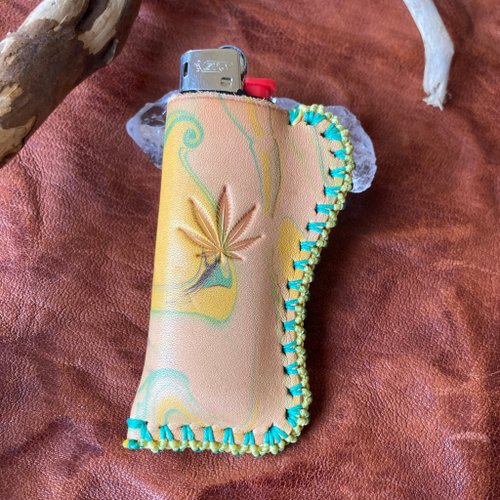 itoasobi Macrame Leather Works -Weed- マーブリングレザーBicライターカバー