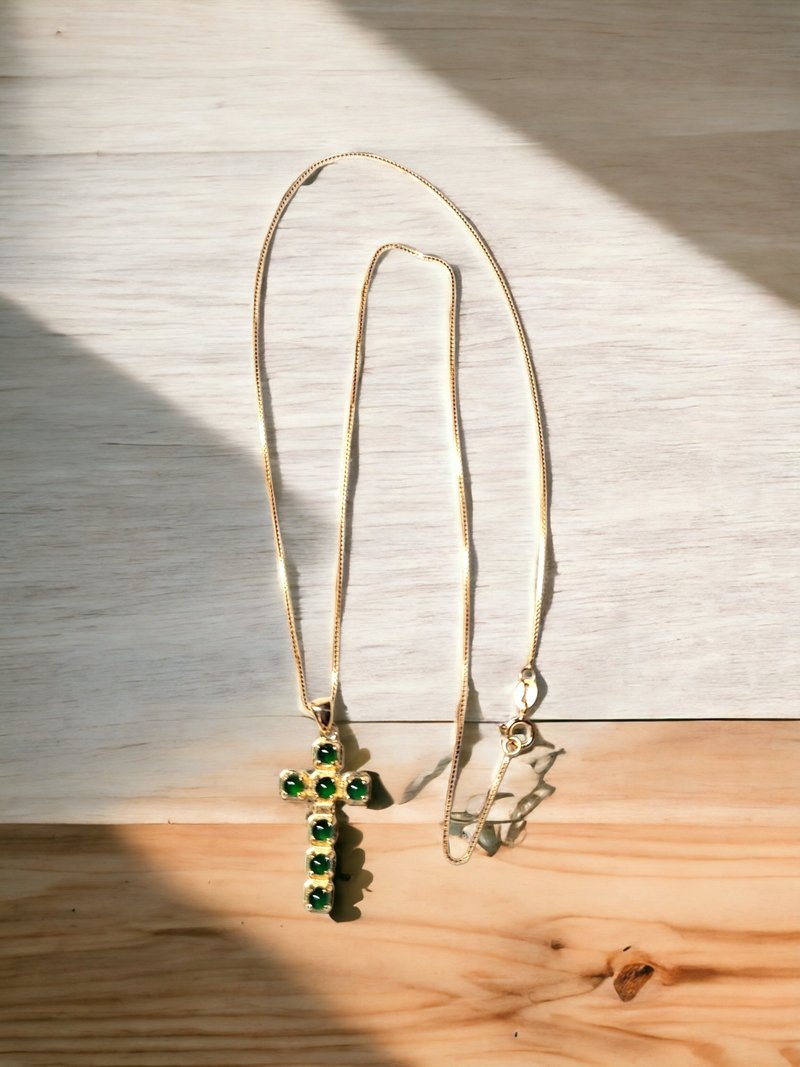 Natural grade A jade sterling silver gold-plated necklace - Necklaces - Jade 