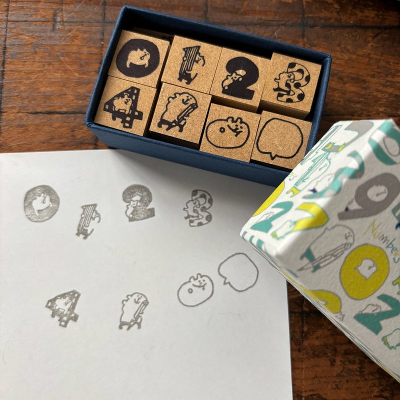 Spica Garden mu-chan's stamp / 0-4 (number set) - ตราปั๊ม/สแตมป์/หมึก - ไม้ 