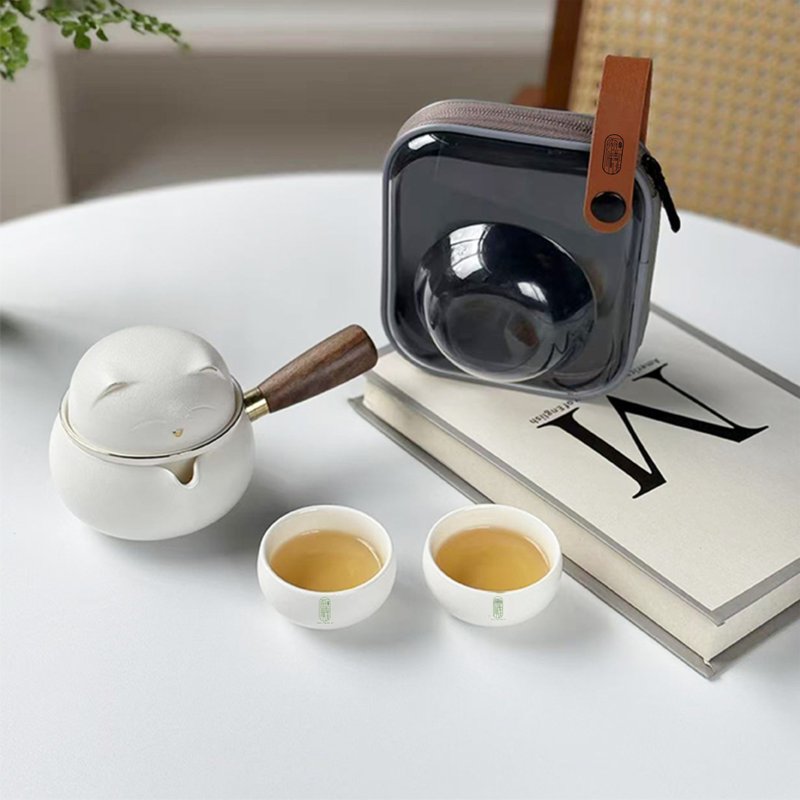 雨曦招財貓戶外簡易旅行茶具(附提袋) - 野餐墊/露營用品 - 瓷 