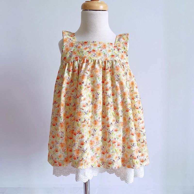 Bow Dress - Orange Spring - กระโปรง - ผ้าฝ้าย/ผ้าลินิน สีส้ม