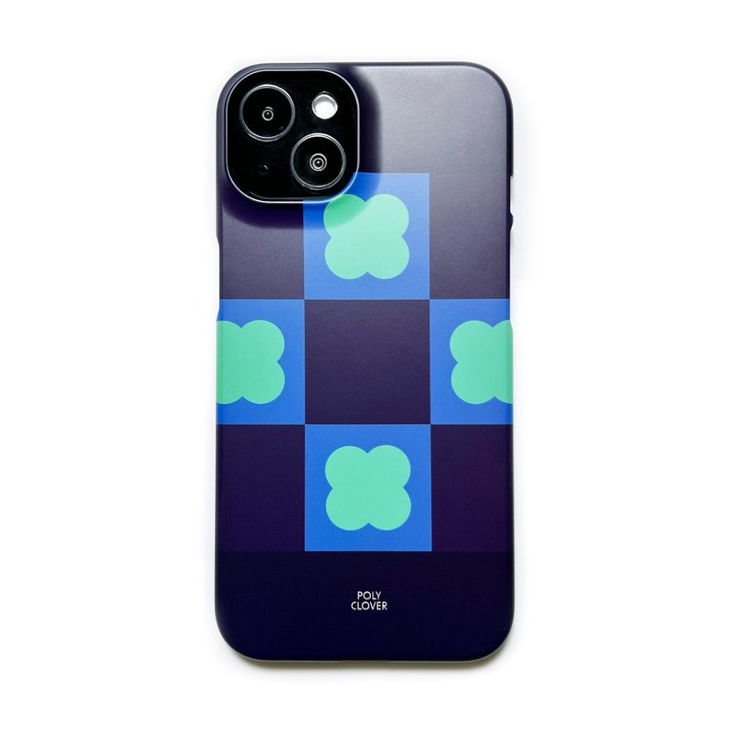 clover check hard phone case (navy) - เคส/ซองมือถือ - พลาสติก สีน้ำเงิน