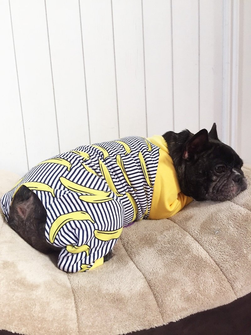 黃色條紋香蕉睡衣 - 寵物衣服 - 棉．麻 綠色