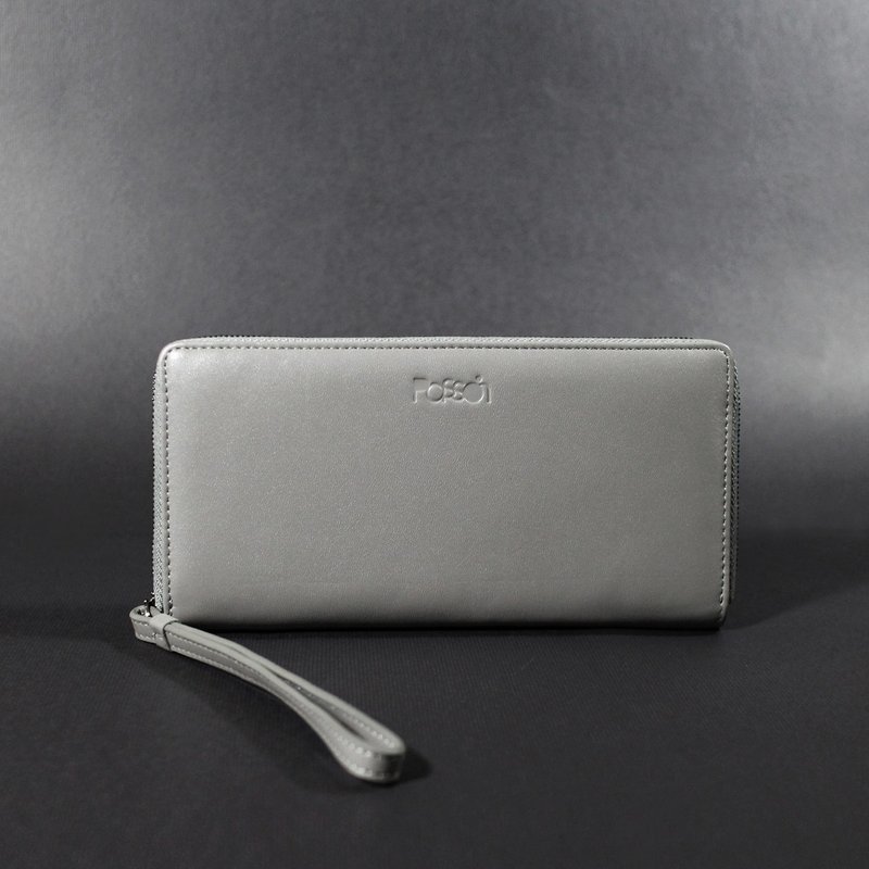 Passion zipper long clip gray - Wallets - Genuine Leather Gray