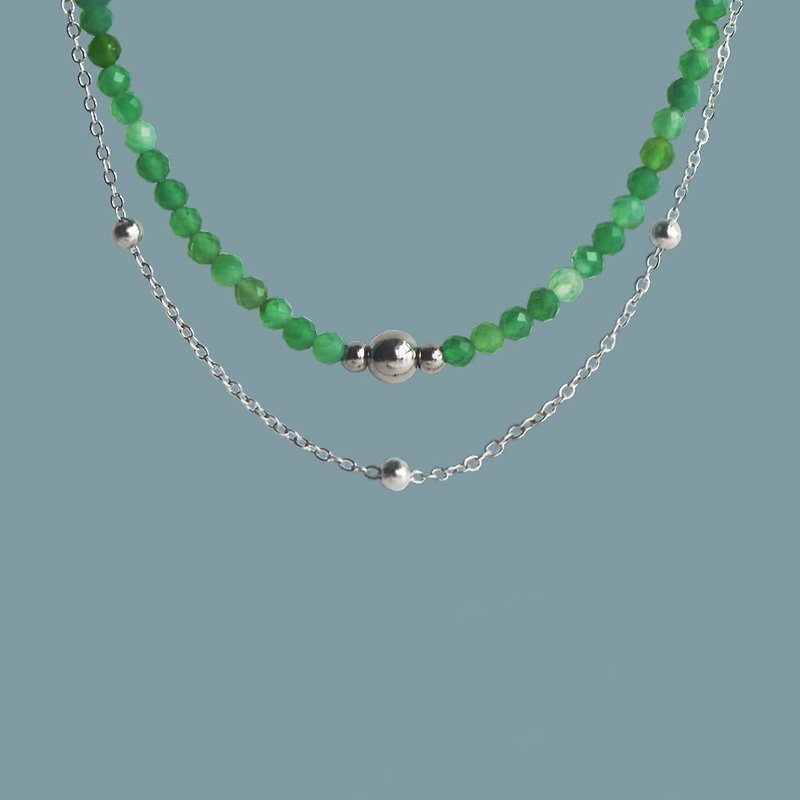 green agate collarbone chain - Necklaces - Other Materials 
