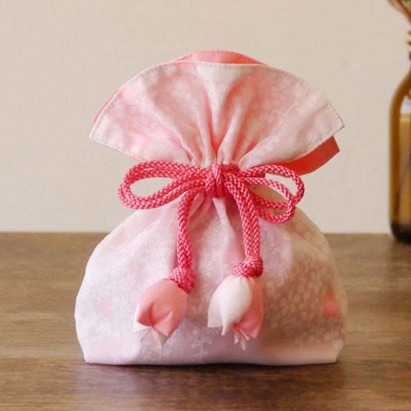 Happy drawstring FUGURO 梅 文 - Toiletry Bags & Pouches - Cotton & Hemp Pink