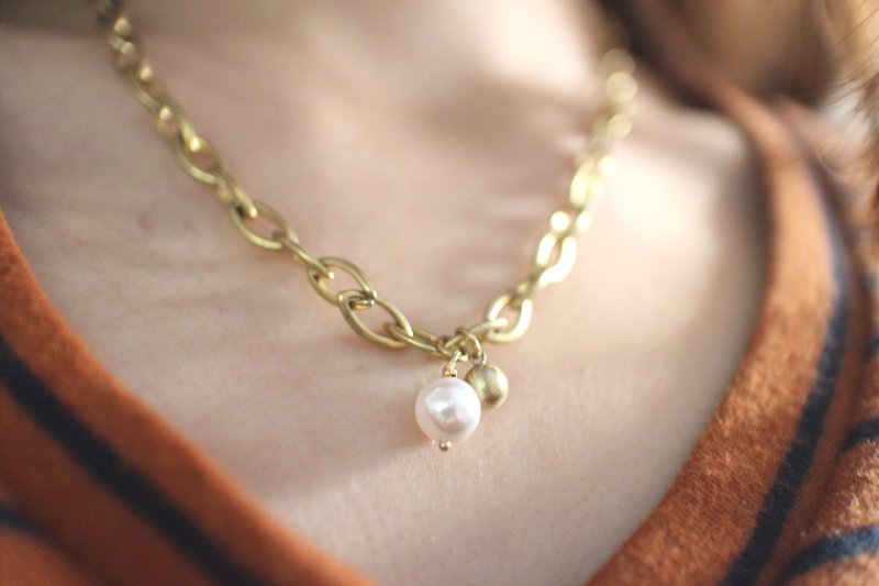 Gold poem-Brass  handmade necklace - Necklaces - Copper & Brass Gold