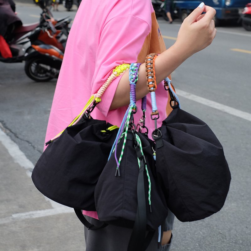 Hand-Knit Paracord Nylon 2-Way Bucket Bag - 手提包/手提袋 - 尼龍 多色
