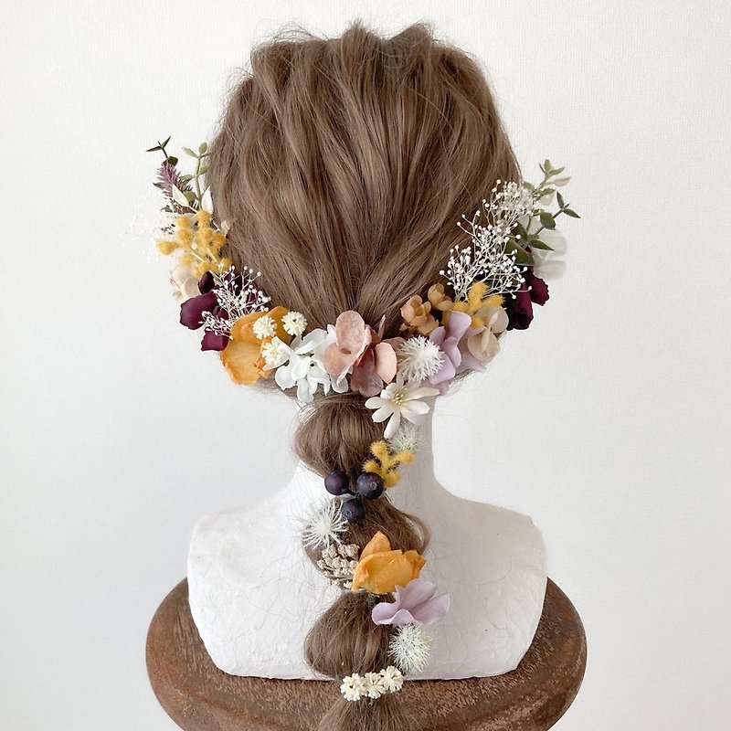 枯れない花の髪飾り - ヘアアクセサリー - その他の素材 パープル