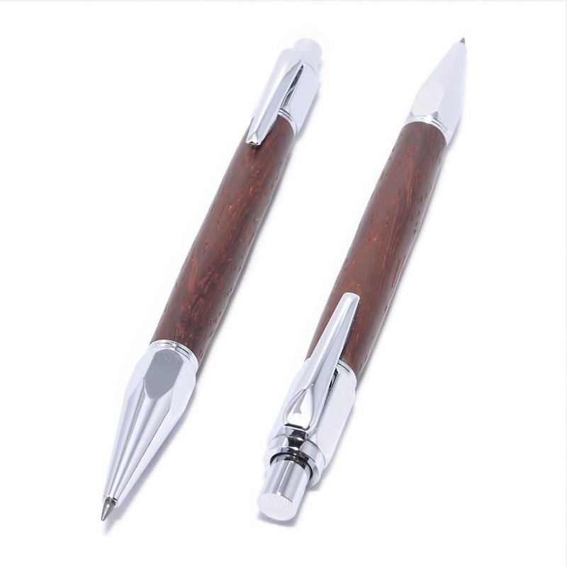 【Made to order】 2mm Wooden Mechanical Click Pencil (Padauk, Chrome plating) VPNC-C-PAD - Other Writing Utensils - Wood Brown